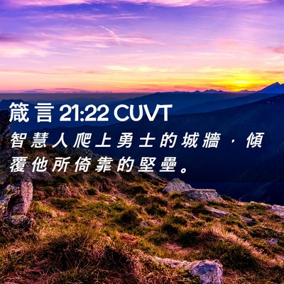 Picture 02 - 箴 言 21:22 CUVT - 智 慧 人 爬 上 勇 士 的 城 牆 ， 傾 - Bible Verse Picture