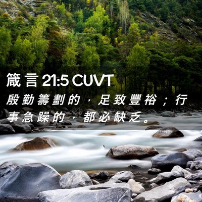 Picture 02 - 箴 言 21:5 CUVT - 殷 勤 籌 劃 的 ， 足 致 豐 裕 ； 行 - Bible Verse Picture