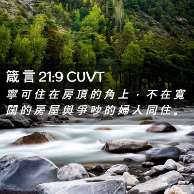 Picture 02 - 箴 言 21:9 CUVT - 寧 可 住 在 房 頂 的 角 上 ， 不 在 - Bible Verse Picture