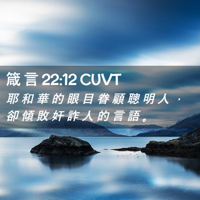 Picture 02 - 箴 言 22:12 CUVT - 耶 和 華 的 眼 目 眷 顧 聰 明 人 ， - Bible Verse Picture