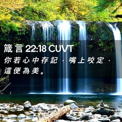 Picture 02 - 箴 言 22:18 CUVT - 你 若 心 中 存 記 ， 嘴 上 咬 定 ， - Bible Verse Picture