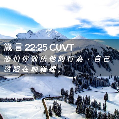 Picture 02 - 箴 言 22:25 CUVT - 恐 怕 你 效 法 他 的 行 為 ， 自 己 - Bible Verse Picture