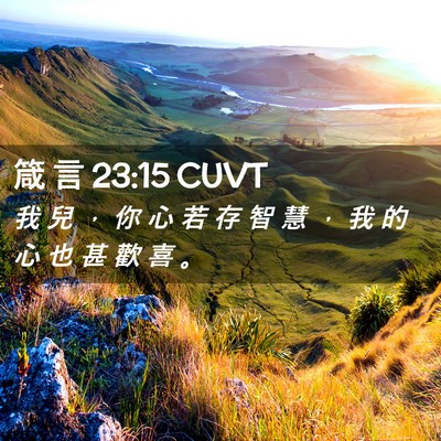 Picture 02 - 箴 言 23:15 CUVT - 我 兒 ， 你 心 若 存 智 慧 ， 我 的 - Bible Verse Picture