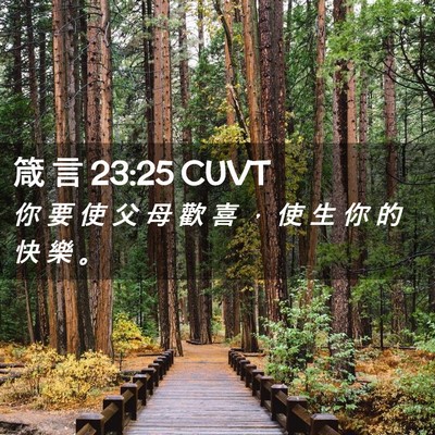 Picture 02 - 箴 言 23:25 CUVT - 你 要 使 父 母 歡 喜 ， 使 生 你 的 - Bible Verse Picture