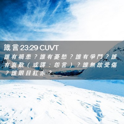 Picture 02 - 箴 言 23:29 CUVT - 誰 有 禍 患 ？ 誰 有 憂 愁 ？ 誰 有 - Bible Verse Picture