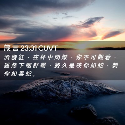 Picture 02 - 箴 言 23:31 CUVT - 酒 發 紅 ， 在 杯 中 閃 爍 ， 你 不 - Bible Verse Picture