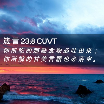 Picture 02 - 箴 言 23:8 CUVT - 你 所 吃 的 那 點 食 物 必 吐 出 來 - Bible Verse Picture