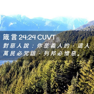 Picture 02 - 箴 言 24:24 CUVT - 對 惡 人 說 ： 你 是 義 人 的 ， 這 - Bible Verse Picture