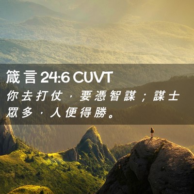 Picture 02 - 箴 言 24:6 CUVT - 你 去 打 仗 ， 要 憑 智 謀 ； 謀 士 - Bible Verse Picture