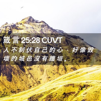 Picture 02 - 箴 言 25:28 CUVT - 人 不 制 伏 自 己 的 心 ， 好 像 毀 - Bible Verse Picture