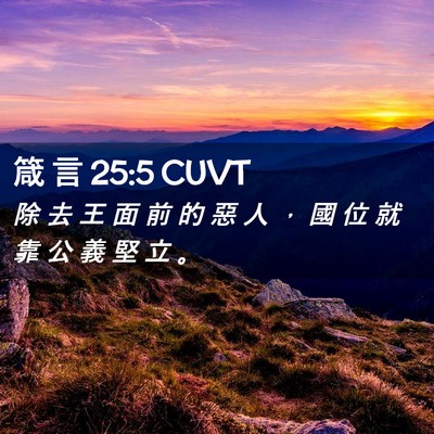 Picture 02 - 箴 言 25:5 CUVT - 除 去 王 面 前 的 惡 人 ， 國 位 就 - Bible Verse Picture