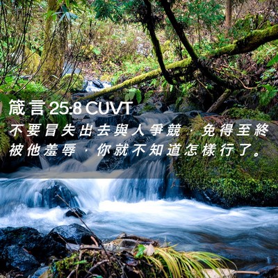 Picture 02 - 箴 言 25:8 CUVT - 不 要 冒 失 出 去 與 人 爭 競 ， 免 - Bible Verse Picture