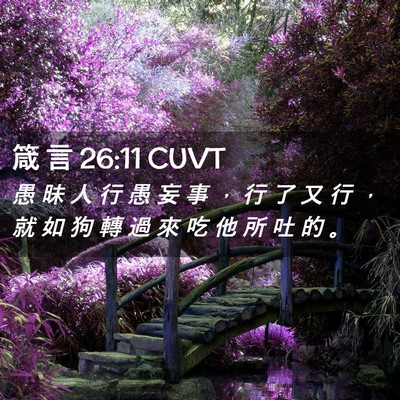 Picture 02 - 箴 言 26:11 CUVT - 愚 昧 人 行 愚 妄 事 ， 行 了 又 行 - Bible Verse Picture