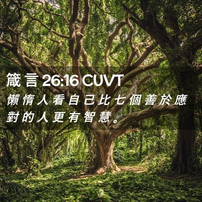 Picture 02 - 箴 言 26:16 CUVT - 懶 惰 人 看 自 己 比 七 個 善 於 應 - Bible Verse Picture