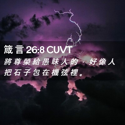 Picture 02 - 箴 言 26:8 CUVT - 將 尊 榮 給 愚 昧 人 的 ， 好 像 人 - Bible Verse Picture