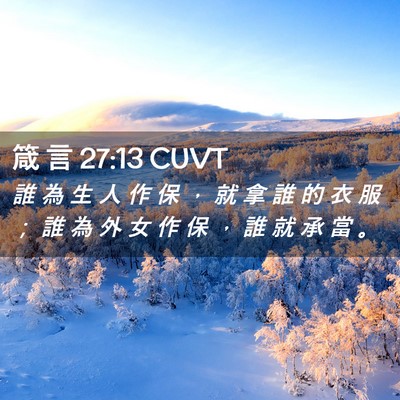 Picture 02 - 箴 言 27:13 CUVT - 誰 為 生 人 作 保 ， 就 拿 誰 的 衣 - Bible Verse Picture