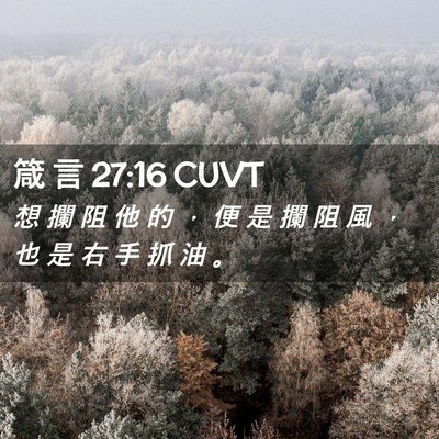 Picture 02 - 箴 言 27:16 CUVT - 想 攔 阻 他 的 ， 便 是 攔 阻 風 ， - Bible Verse Picture