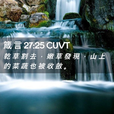 Picture 02 - 箴 言 27:25 CUVT - 乾 草 割 去 ， 嫩 草 發 現 ， 山 上 - Bible Verse Picture