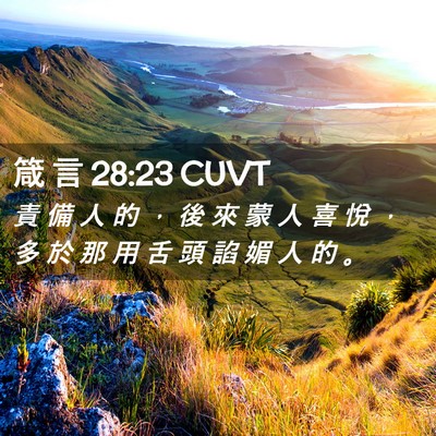 Picture 02 - 箴 言 28:23 CUVT - 責 備 人 的 ， 後 來 蒙 人 喜 悅 ， - Bible Verse Picture
