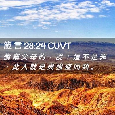 Picture 02 - 箴 言 28:24 CUVT - 偷 竊 父 母 的 ， 說 ： 這 不 是 罪 - Bible Verse Picture