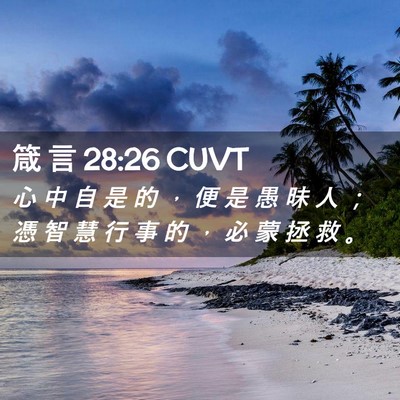 Picture 02 - 箴 言 28:26 CUVT - 心 中 自 是 的 ， 便 是 愚 昧 人 ； - Bible Verse Picture