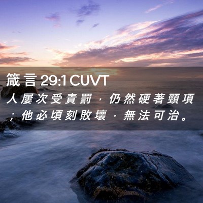 Picture 02 - 箴 言 29:1 CUVT - 人 屢 次 受 責 罰 ， 仍 然 硬 著 頸 - Bible Verse Picture