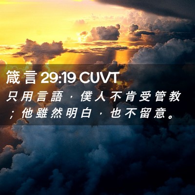 Picture 02 - 箴 言 29:19 CUVT - 只 用 言 語 ， 僕 人 不 肯 受 管 教 - Bible Verse Picture