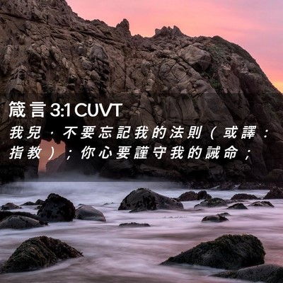 Picture 02 - 箴 言 3:1 CUVT - 我 兒 ， 不 要 忘 記 我 的 法 則 （ - Bible Verse Picture