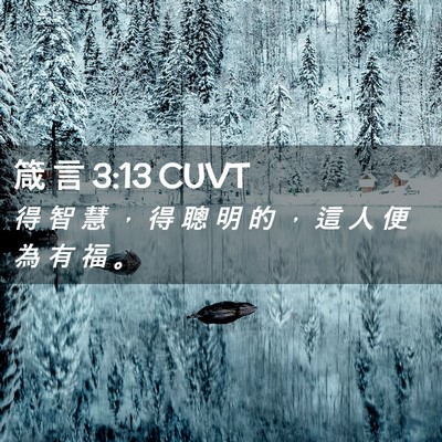 Picture 02 - 箴 言 3:13 CUVT - 得 智 慧 ， 得 聰 明 的 ， 這 人 便 - Bible Verse Picture