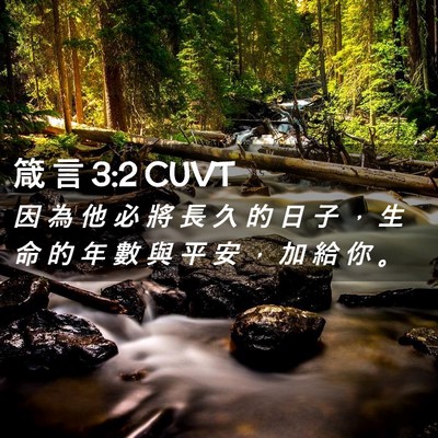 Picture 02 - 箴 言 3:2 CUVT - 因 為 他 必 將 長 久 的 日 子 ， 生 - Bible Verse Picture