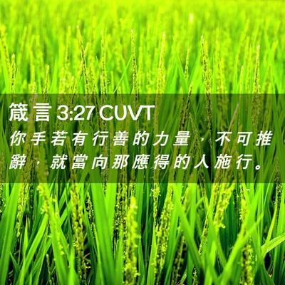 Picture 02 - 箴 言 3:27 CUVT - 你 手 若 有 行 善 的 力 量 ， 不 可 - Bible Verse Picture