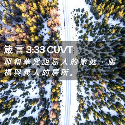 Picture 02 - 箴 言 3:33 CUVT - 耶 和 華 咒 詛 惡 人 的 家 庭 ， 賜 - Bible Verse Picture