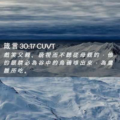 Picture 02 - 箴 言 30:17 CUVT - 戲 笑 父 親 、 藐 視 而 不 聽 從 母 - Bible Verse Picture