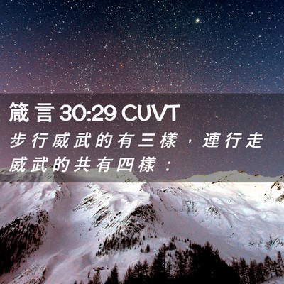 Picture 02 - 箴 言 30:29 CUVT - 步 行 威 武 的 有 三 樣 ， 連 行 走 - Bible Verse Picture