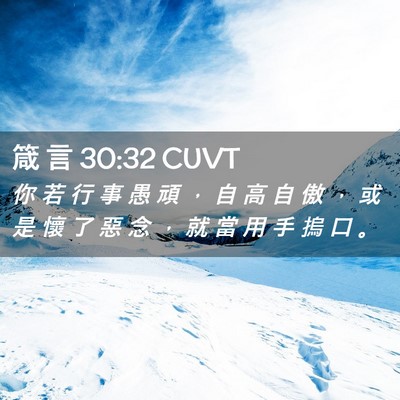 Picture 02 - 箴 言 30:32 CUVT - 你 若 行 事 愚 頑 ， 自 高 自 傲 ， - Bible Verse Picture