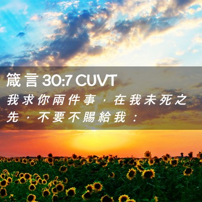 Picture 02 - 箴 言 30:7 CUVT - 我 求 你 兩 件 事 ， 在 我 未 死 之 - Bible Verse Picture