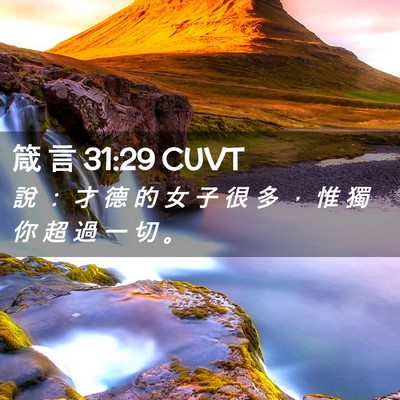 Picture 02 - 箴 言 31:29 CUVT - 說 ： 才 德 的 女 子 很 多 ， 惟 獨 - Bible Verse Picture