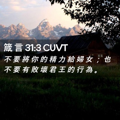 Picture 02 - 箴 言 31:3 CUVT - 不 要 將 你 的 精 力 給 婦 女 ； 也 - Bible Verse Picture