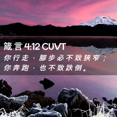 Picture 02 - 箴 言 4:12 CUVT - 你 行 走 ， 腳 步 必 不 致 狹 窄 ； - Bible Verse Picture
