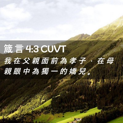 Picture 02 - 箴 言 4:3 CUVT - 我 在 父 親 面 前 為 孝 子 ， 在 母 - Bible Verse Picture