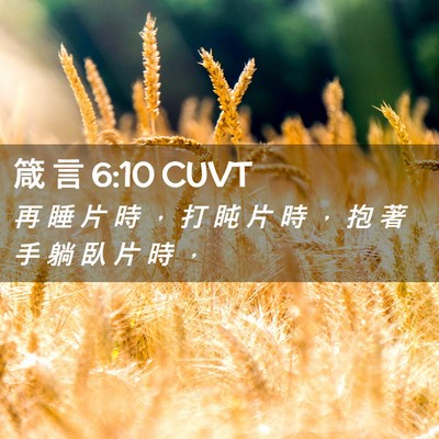 Picture 02 - 箴 言 6:10 CUVT - 再 睡 片 時 ， 打 盹 片 時 ， 抱 著 - Bible Verse Picture