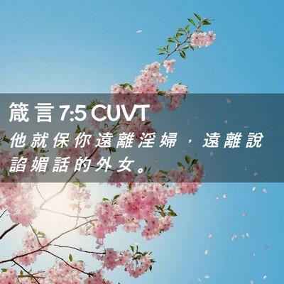 Picture 02 - 箴 言 7:5 CUVT - 他 就 保 你 遠 離 淫 婦 ， 遠 離 說 - Bible Verse Picture