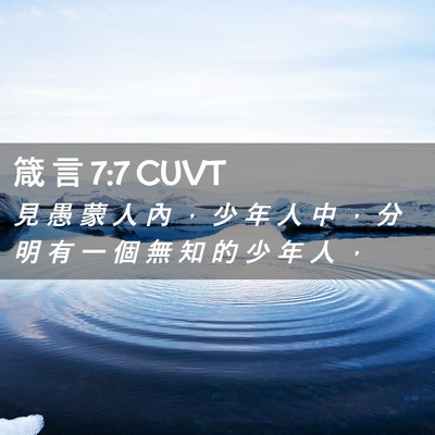 Picture 02 - 箴 言 7:7 CUVT - 見 愚 蒙 人 內 ， 少 年 人 中 ， 分 - Bible Verse Picture