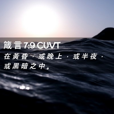 Picture 02 - 箴 言 7:9 CUVT - 在 黃 昏 ， 或 晚 上 ， 或 半 夜 ， - Bible Verse Picture