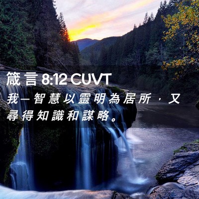Picture 02 - 箴 言 8:12 CUVT - 我 ─ 智 慧 以 靈 明 為 居 所 ， 又 - Bible Verse Picture