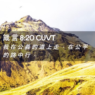 Picture 02 - 箴 言 8:20 CUVT - 我 在 公 義 的 道 上 走 ， 在 公 平 - Bible Verse Picture