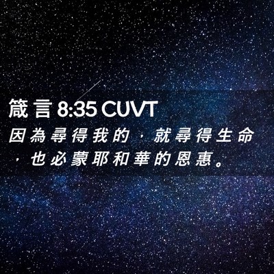 Picture 02 - 箴 言 8:35 CUVT - 因 為 尋 得 我 的 ， 就 尋 得 生 命 - Bible Verse Picture