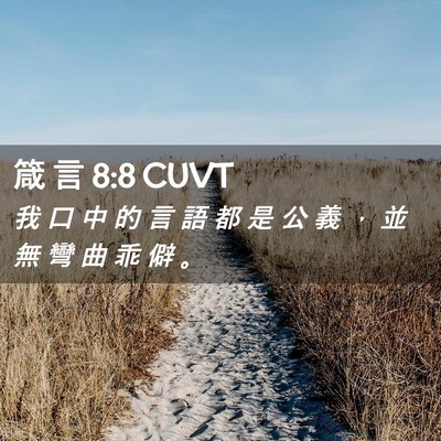 Picture 02 - 箴 言 8:8 CUVT - 我 口 中 的 言 語 都 是 公 義 ， 並 - Bible Verse Picture