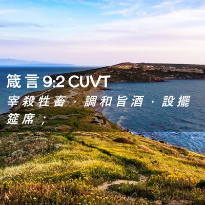 Picture 02 - 箴 言 9:2 CUVT - 宰 殺 牲 畜 ， 調 和 旨 酒 ， 設 擺 - Bible Verse Picture