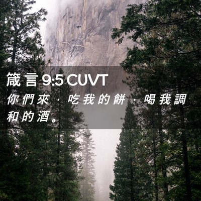 Picture 02 - 箴 言 9:5 CUVT - 你 們 來 ， 吃 我 的 餅 ， 喝 我 調 - Bible Verse Picture